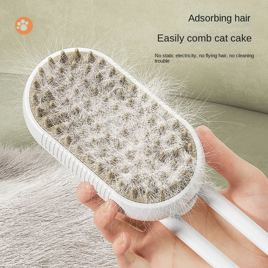 3-in-1 Electric Spray Grooming Brush: Cat & Dog Steamy Hair Care