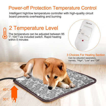 Pet Heating Pad Dog Cat Electric Heating Mat Waterproof Adjustable